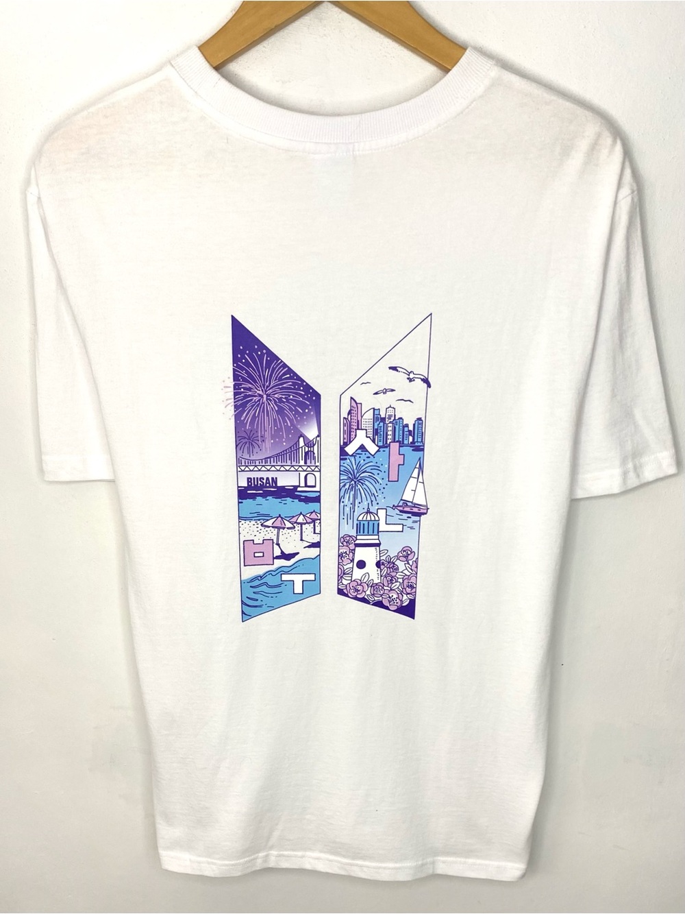 BTS Yet To Come In BUSAN White Double Sided T Shirt City Signature BUSAN Kpop XL